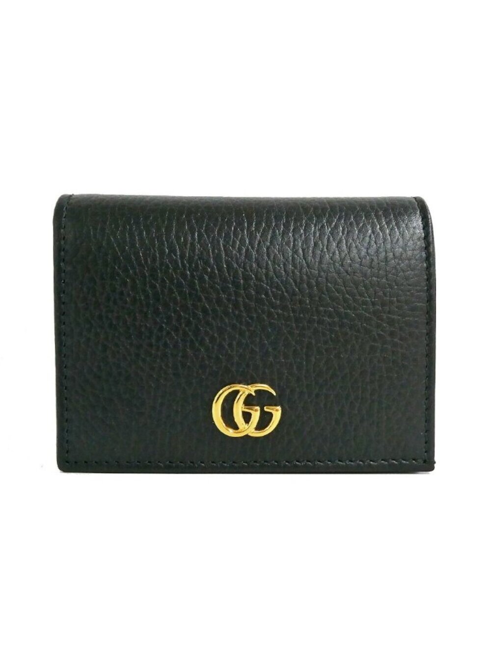 Gucci Double Small Wallet Leather Black Gold